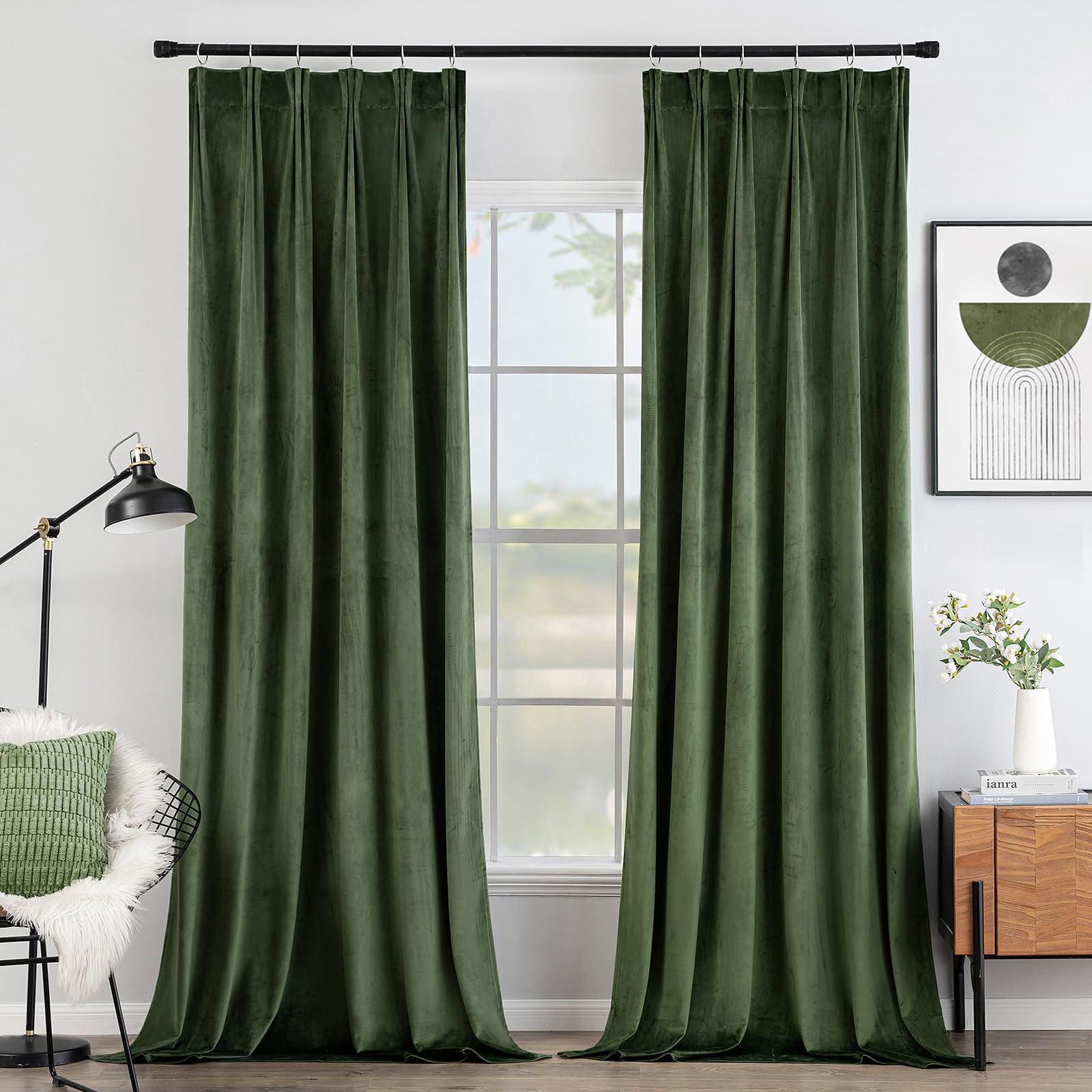 Amazon.com: MIULEE Velvet Curtains Olive Green Grommet Curtains